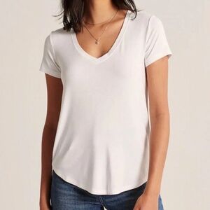 Abercrombie & Fitch Drapey V-Neck Tee white